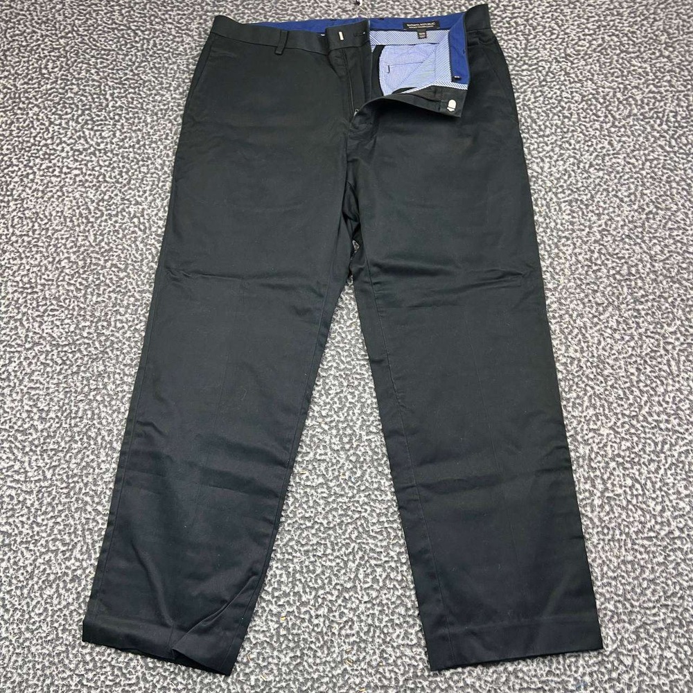 Banana Republic Chino Pants Men 33x28 Non-Iron Tailored Slim Fit Black Cotton